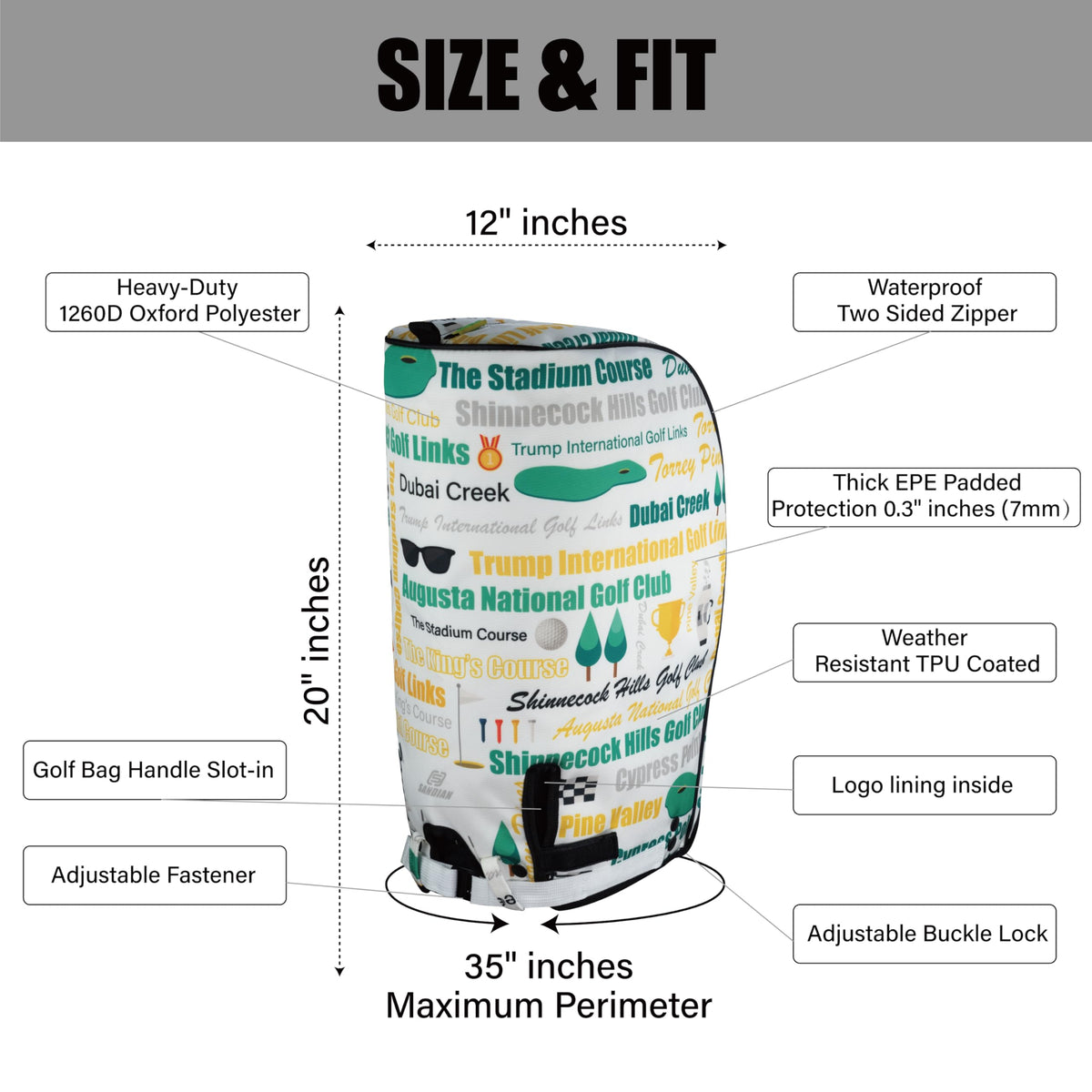 SANDIAN universal attachments with snap buttons and buckles for diverse bag sizes