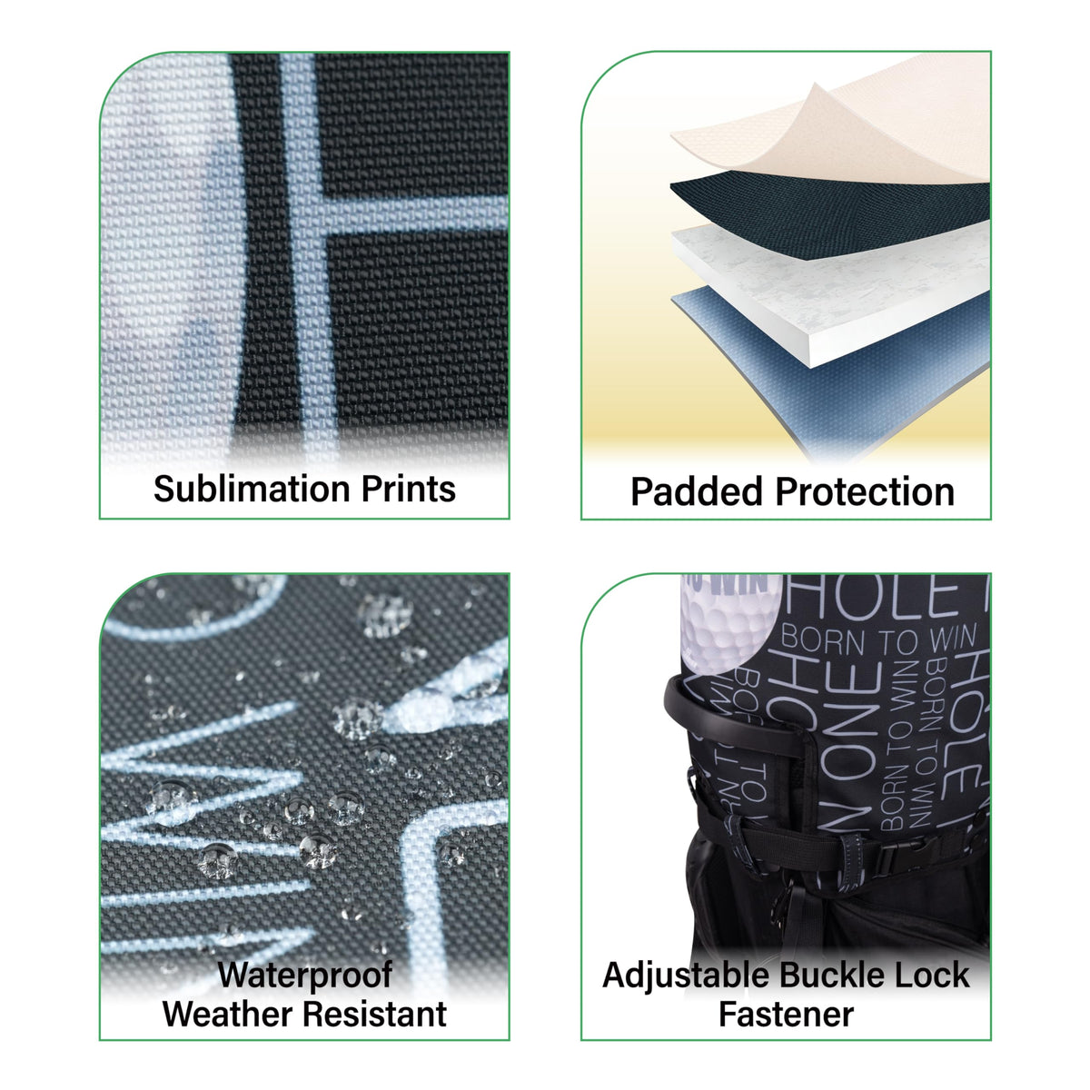 SANDIAN rain hood extenders included for versatility with different bags