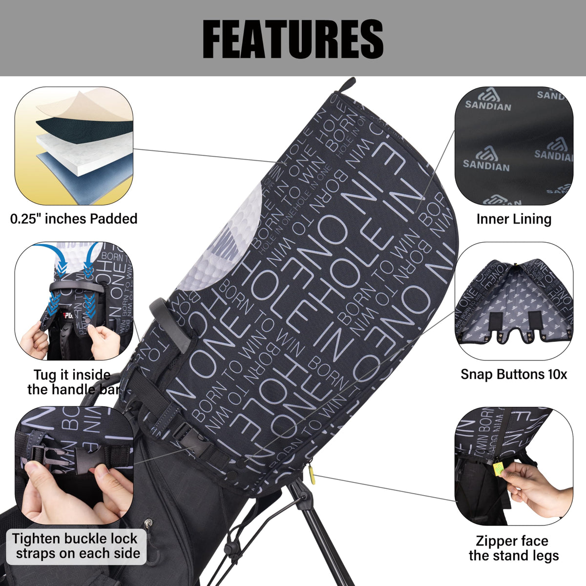 SANDIAN rain hood zip closure in action for easy access during rain