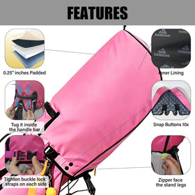 Sandian pink weatherproof cover shields bag from moisture