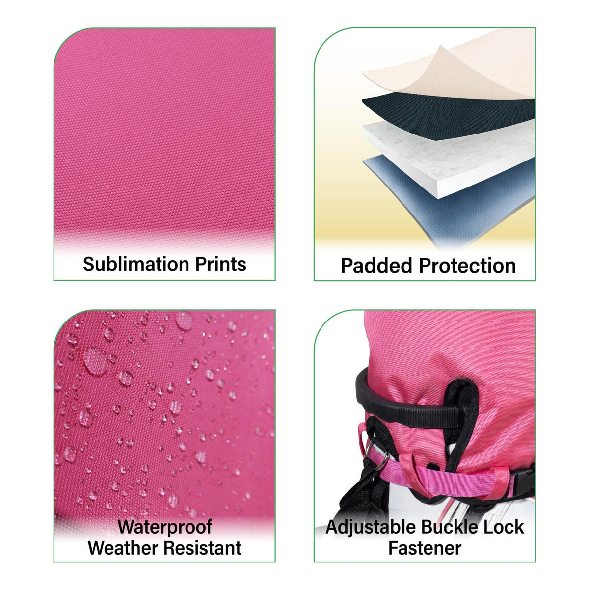 Sandian pink rain hood fits standard bags with adjustable buckles