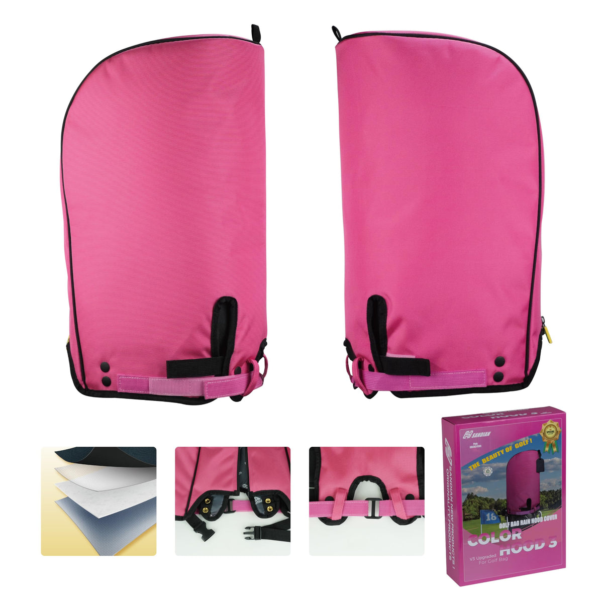Sandian pink padded hood protects clubs from impact