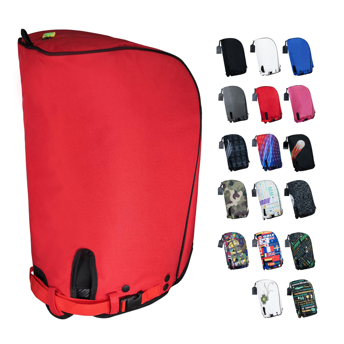 SANDIAN red golf bag rain hood cover shielding clubs on a standard stand bag