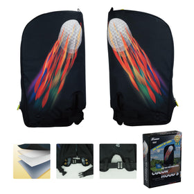 SANDIAN PU leather identification tag attached to rain hood for easy ID.