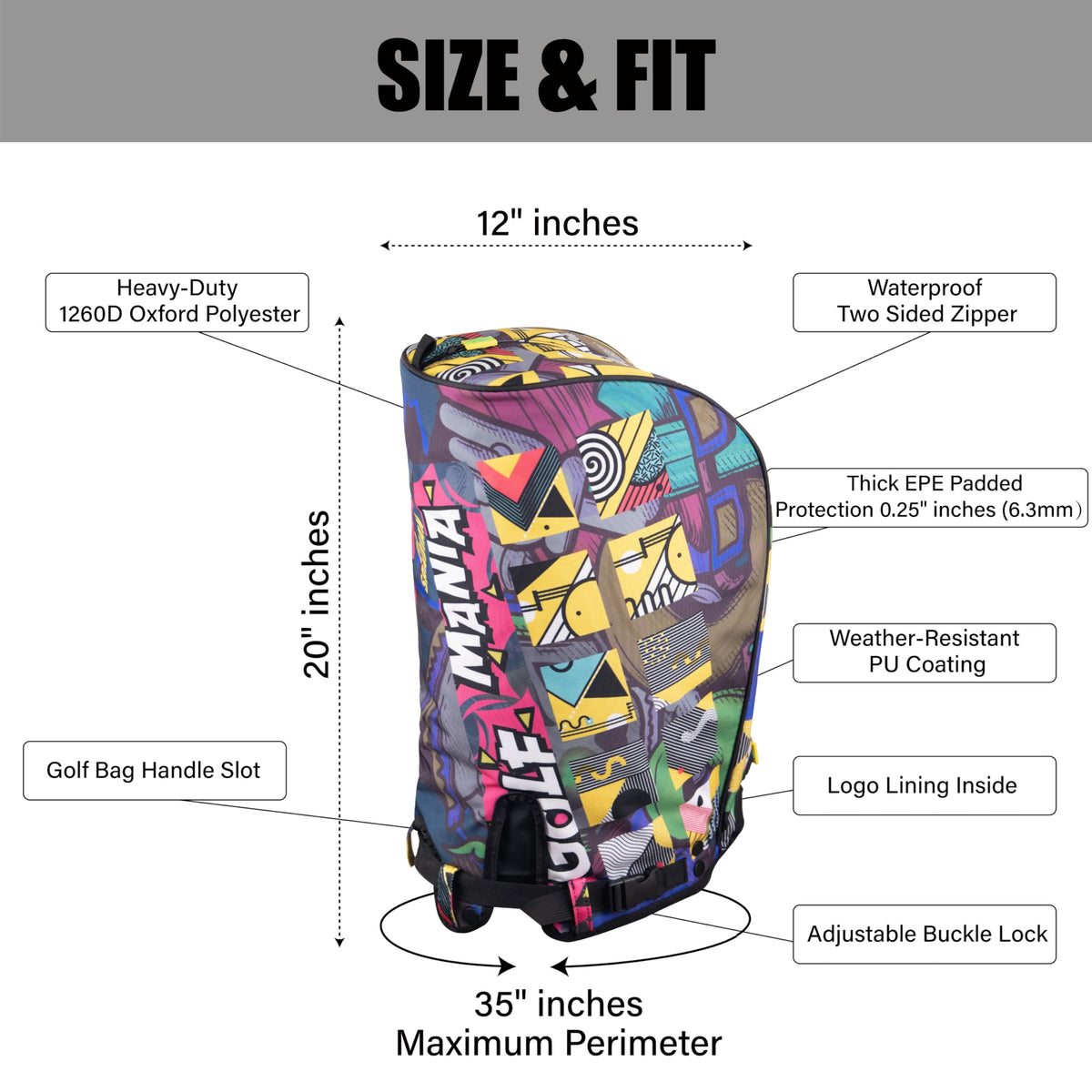 Universal snap buttons for easy secure attachment to golf bags