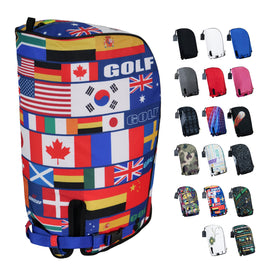 Sandian world flags rain hood cover protecting a golf bag on the course