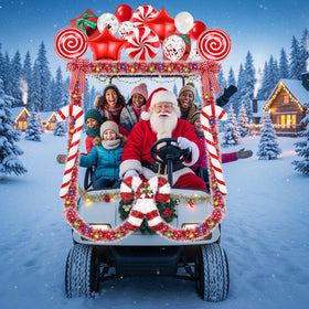 Sanixin Christmas golf cart decoration kit consolidates party-ready festivity.