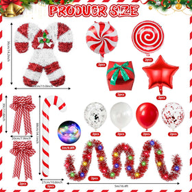 Sanixin red and white tinsel garlands line the golf cart for holidays.