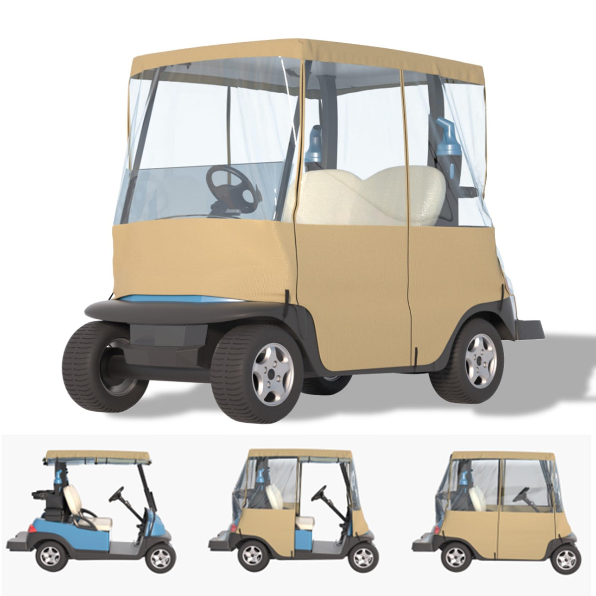 Santiano 2-seat golf cart enclosure with roof up to 58 inches for all-weather protection.