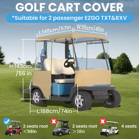 Santiano EZGO TXT RXV enclosure windows for crystal-clear visibility in rainy conditions.