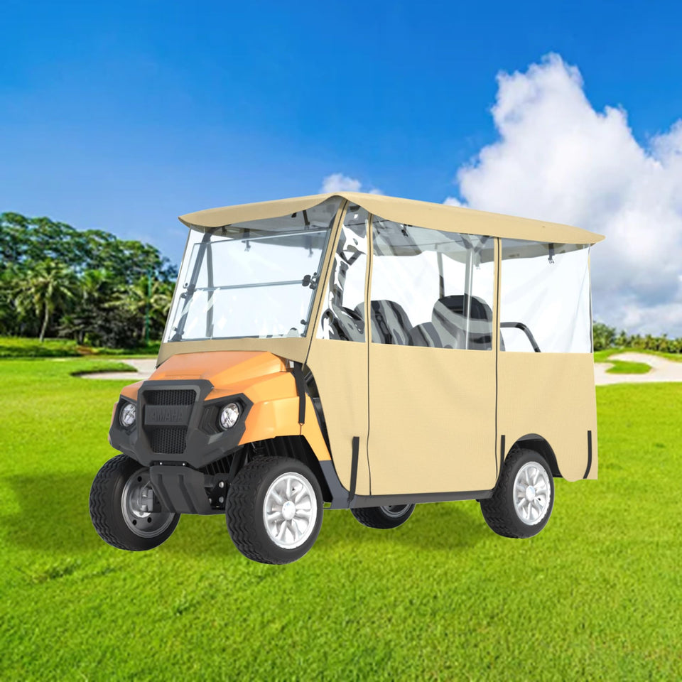 Santiano golf cart cover on a 4-seater top protecting from rain and sun