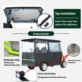 Santiano golf cart cover ample storage defense helps secure accessories during travel.