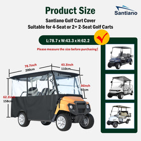 Santiano golf cart cover fastening system highlights secure fit during storms.