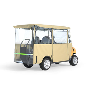 Santiano khaki-colored golf cart cover blending with outdoors