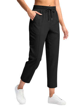 SANTINY women's lightweight pants fabric texture showing stretch and breathability for active wear.