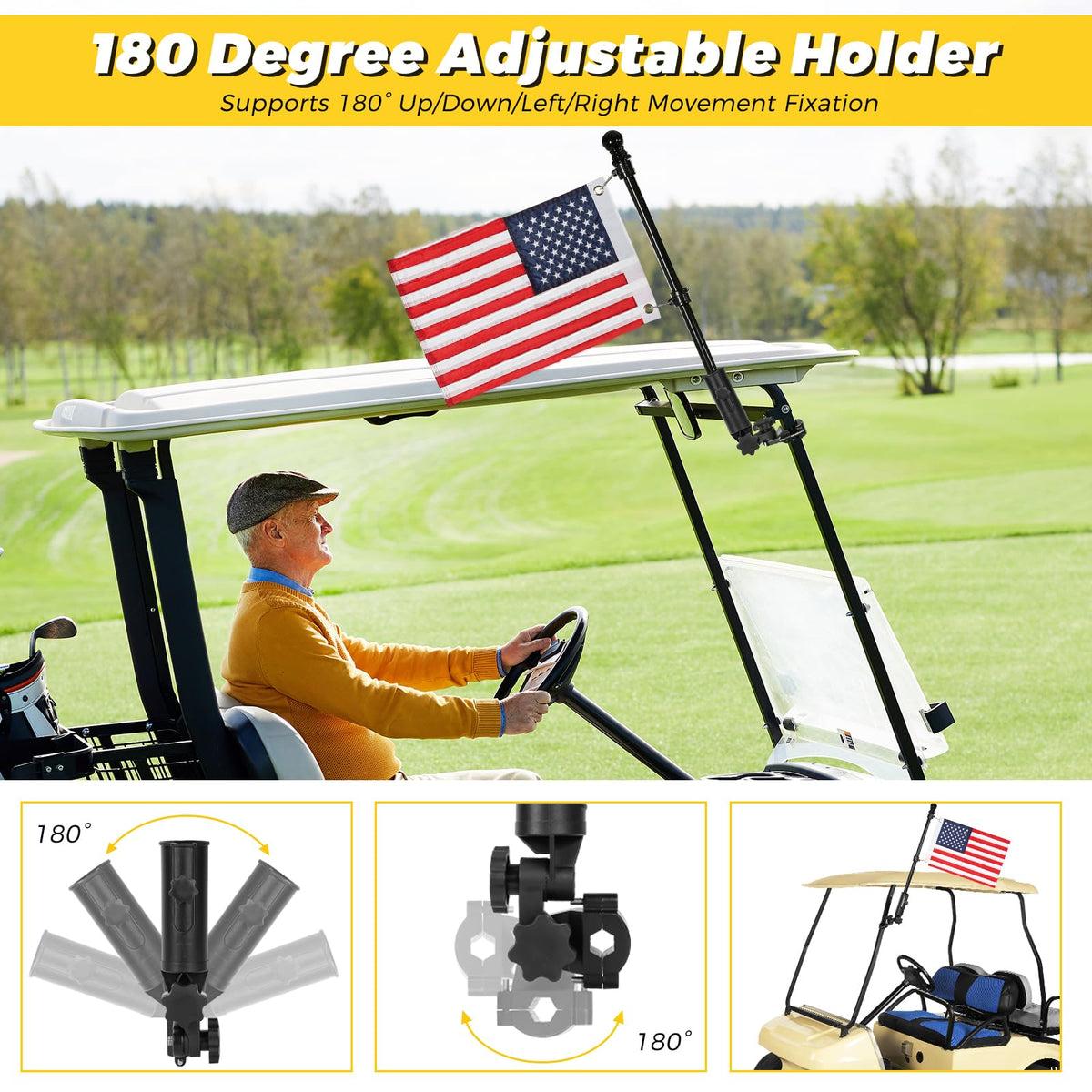 SANXIACAR 180-degree adjustment lets you position the flag for visibility
