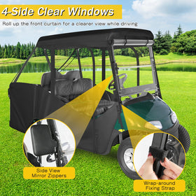 SANXIACAR EZGO RXV enclosure rear curtain rolled up for easy access