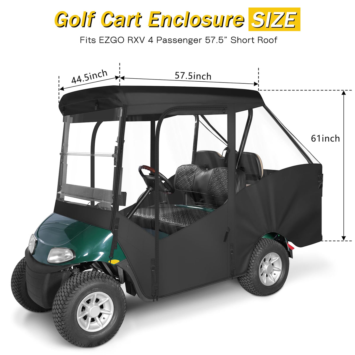 SANXIACAR EZGO RXV enclosure side with rolled windows for ventilation