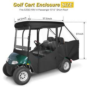 SANXIACAR EZGO RXV enclosure side with rolled windows for ventilation