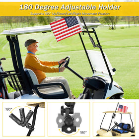 Flagpole ring clip with 360-degree rotation prevents tangling