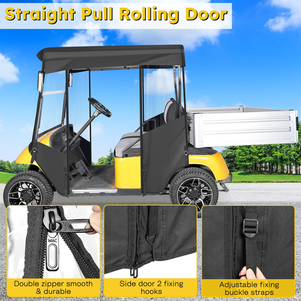 Waterproof and windproof design protects your cart year-round with SANXIACAR enclosure.