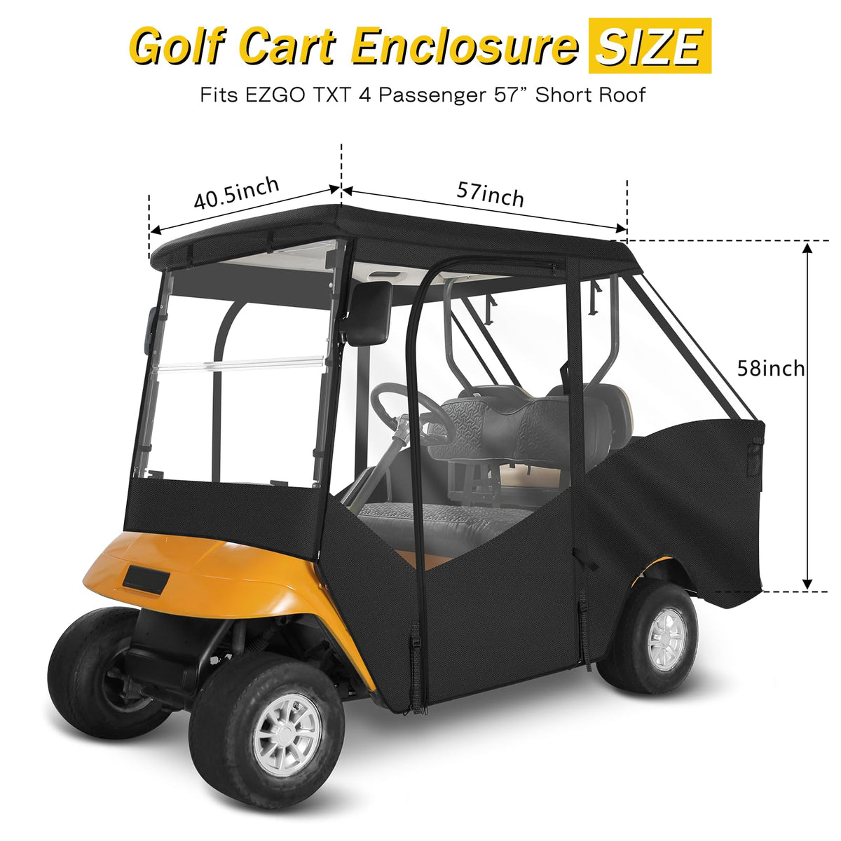 SANXIACAR enclosure with clear front windows for EZGO TXT visibility