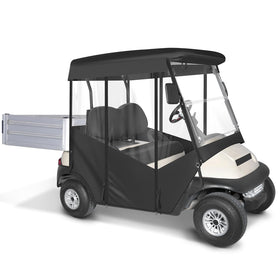 SANXIACAR golf cart enclosure front view showing weatherproof protection for Club Car Precedent