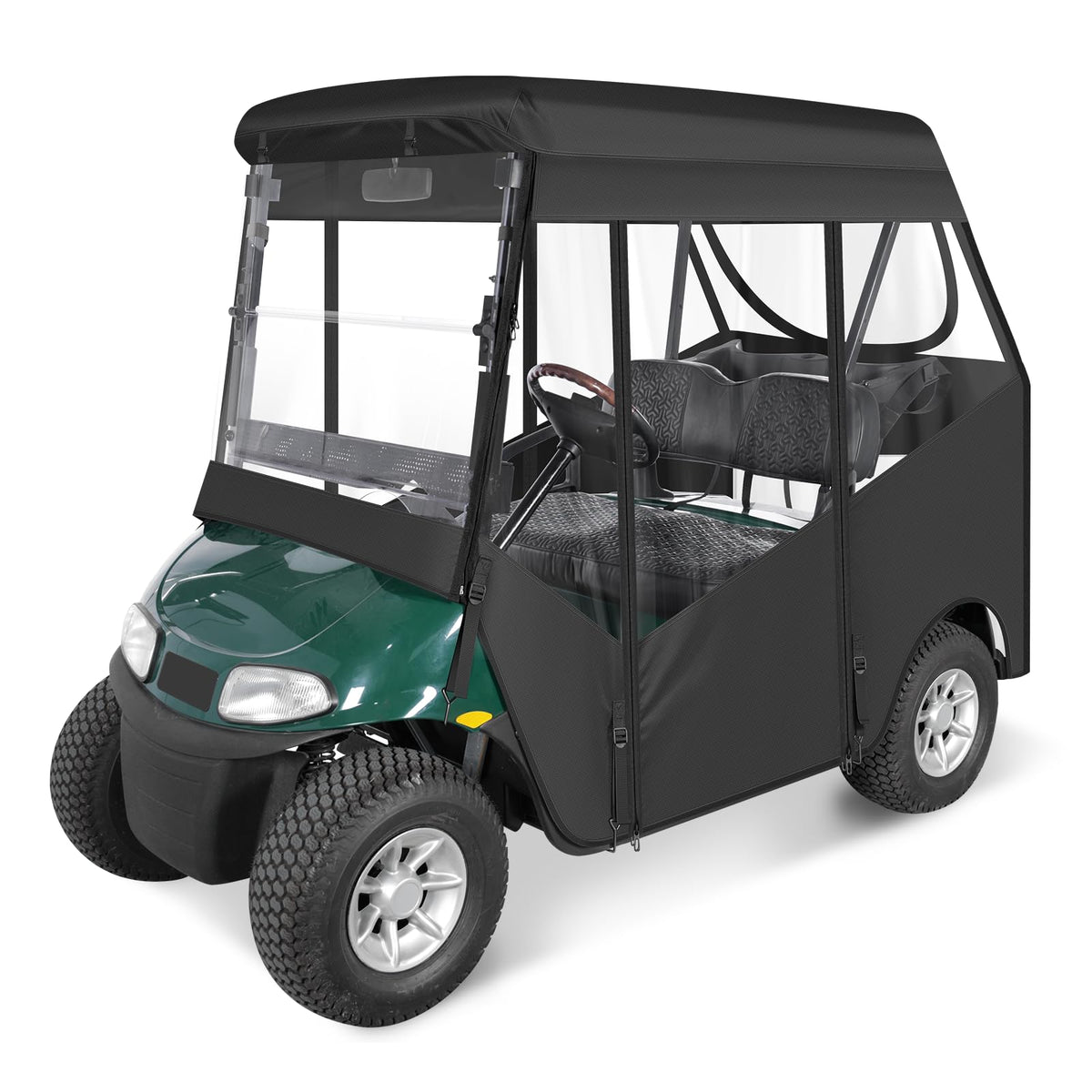 SANXIACAR golf cart enclosure front view with weather protection for EZGO RXV 2-seater