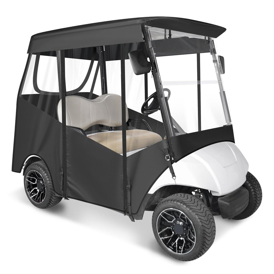Sanxiacar golf cart enclosure, front view, showcases weather protection and visibility.