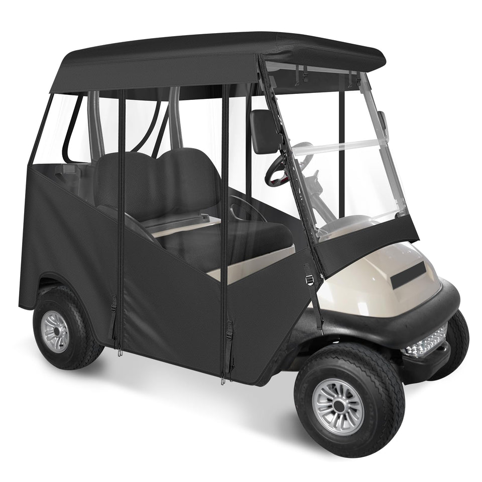 SANXIACAR golf cart enclosure front view showing waterproof protection