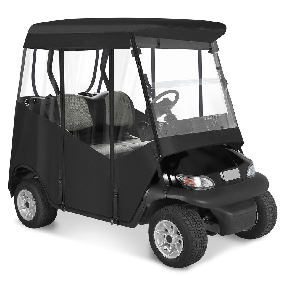 SANXIACAR golf cart enclosure front view provides rain protection and easy access.