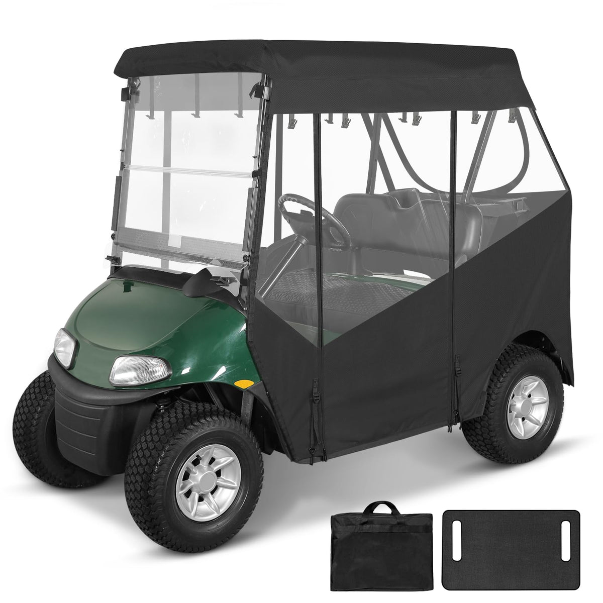 SANXIACAR golf cart enclosure with open front windshield shows airflow and easy entry