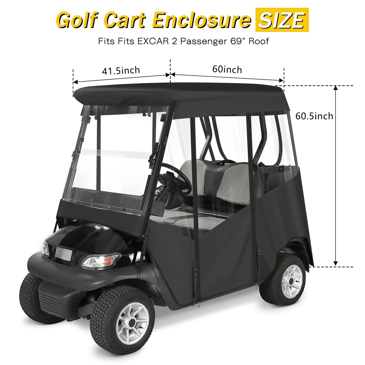 SANXIACAR golf cart enclosure side view shows wind resistance and clear visibility.