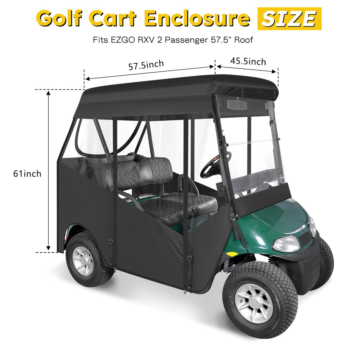 SANXIACAR golf cart enclosure side view showing clear windows and ventilation