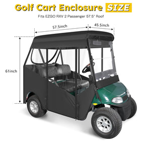 SANXIACAR golf cart enclosure side view showing clear windows and ventilation