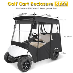 Sanxiacar golf cart enclosure, side view highlighting fit with Yamaha G29.