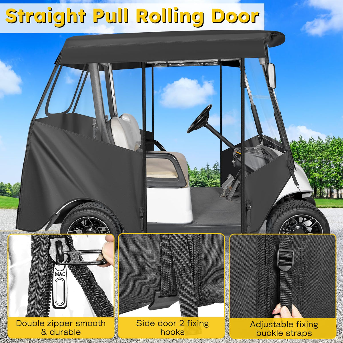 Sanxiacar weatherproof enclosure protects your cart from rain and dust.