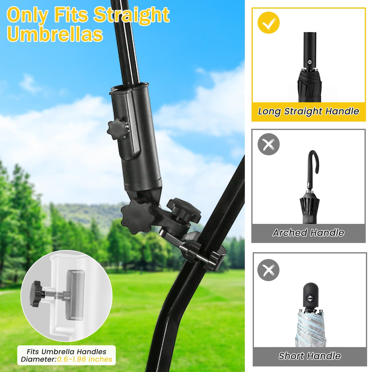 SANXIACAR golf-cart umbrella stand provides sturdy windproof support during sunny or breezy days.