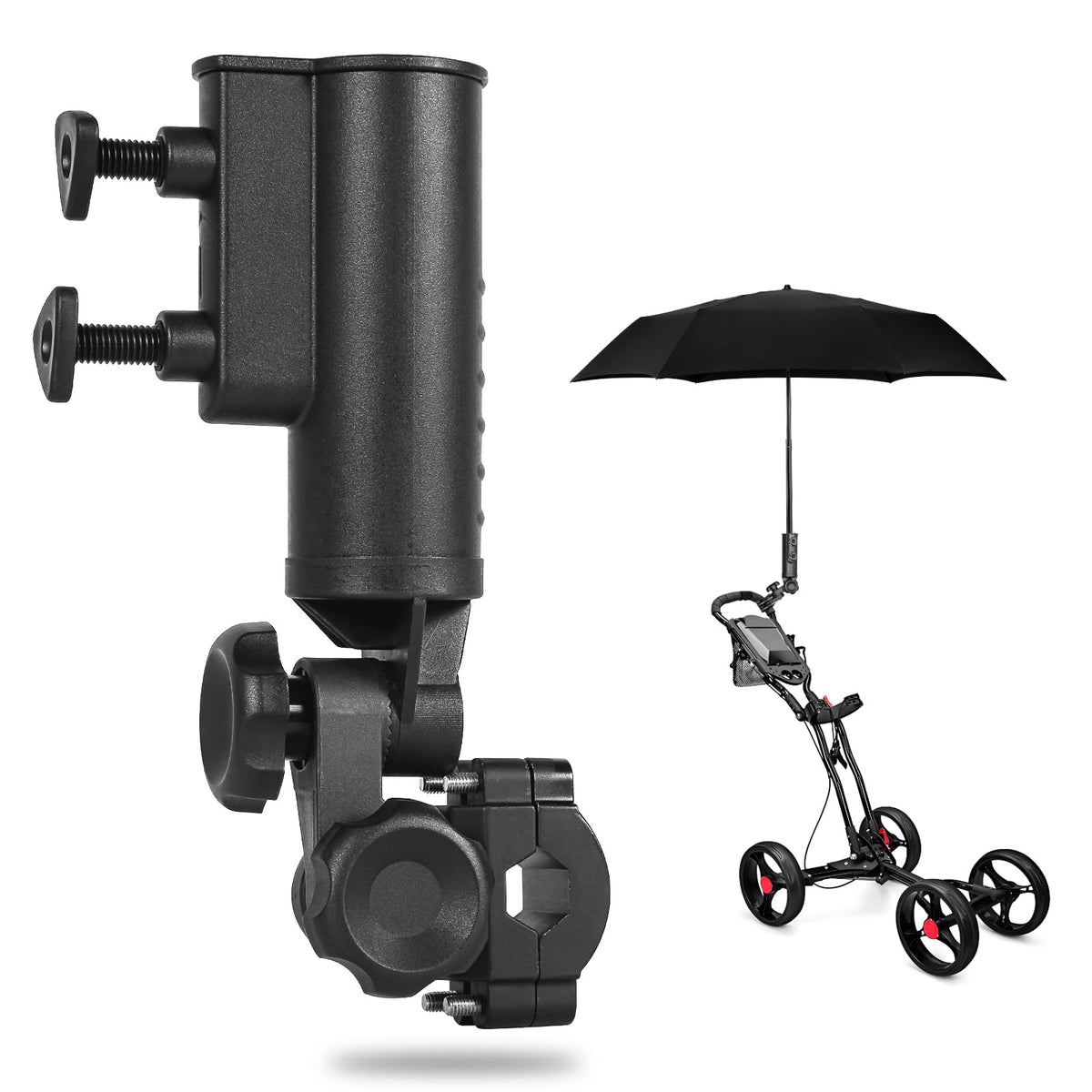 SANXIACAR umbrella holder demonstrates 180-degree adjustment for versatile shade.