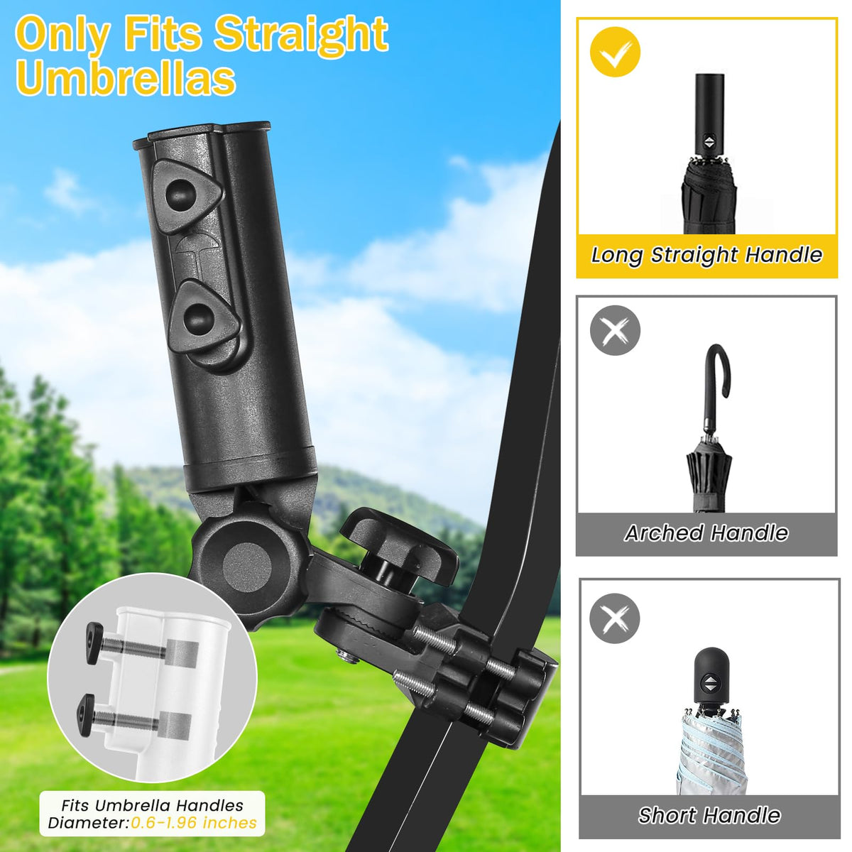 SANXIACAR universal-fit handle design accommodates round, oval, and square umbrellas.