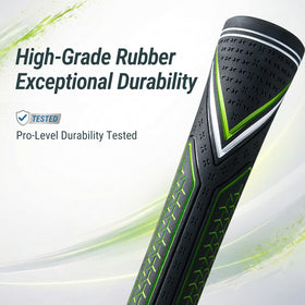 Close-up texture of SAPLIZE CC10 green grips showing anti-slip surface