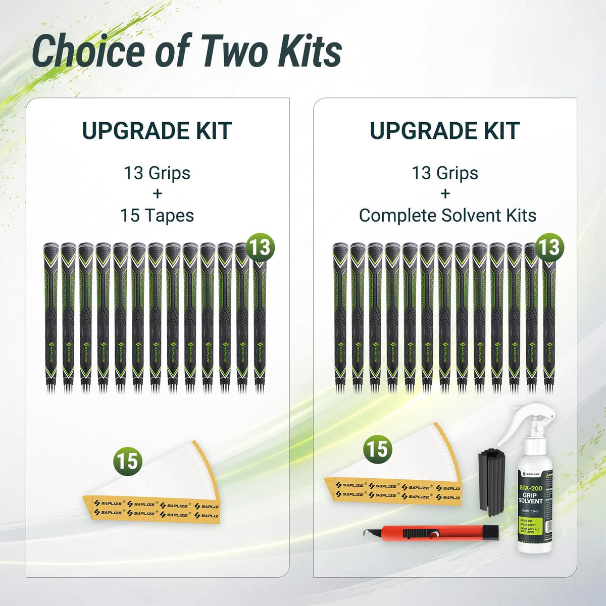 SAPLIZE CC10 13-pack assembly kit and sizes shown together.