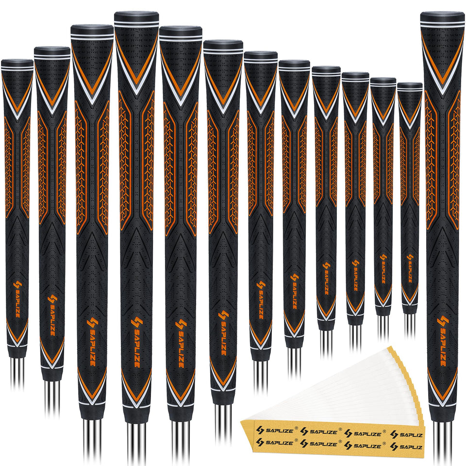 SAPLIZE CC10 grips pack front view, showcasing 13 high-traction grips for consistent swings.