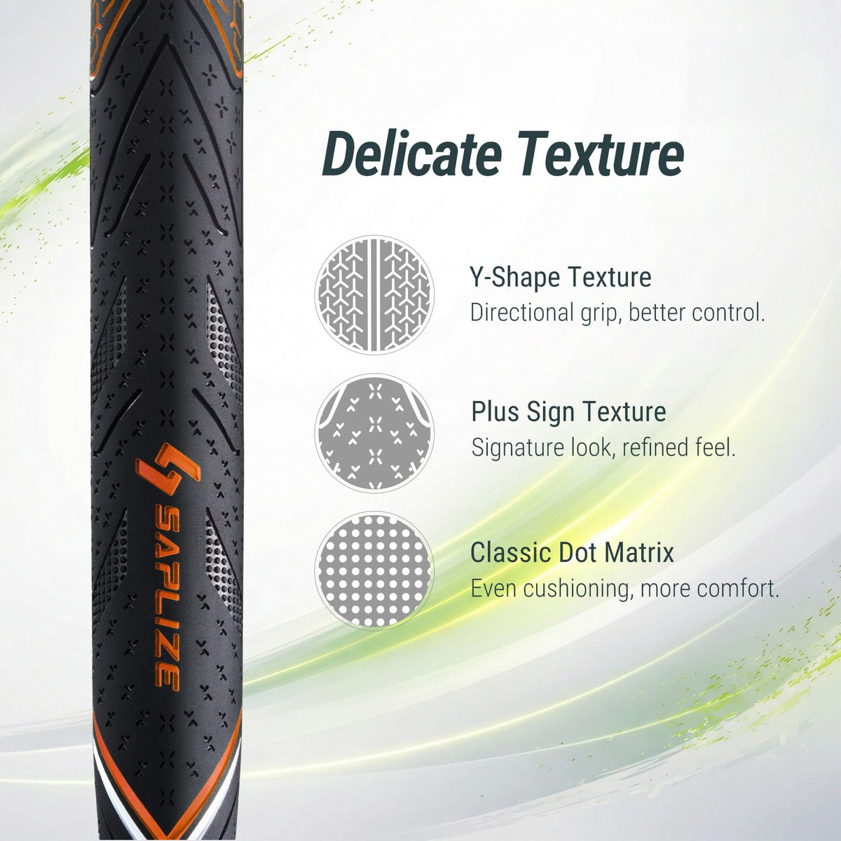 SAPLIZE CC10 grip weight stability improves a smooth, balanced swing.