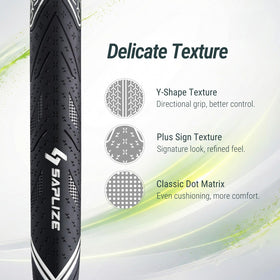 SAPLIZE CC10 grip texture closeup demonstrates anti-slip surface for confident swings.