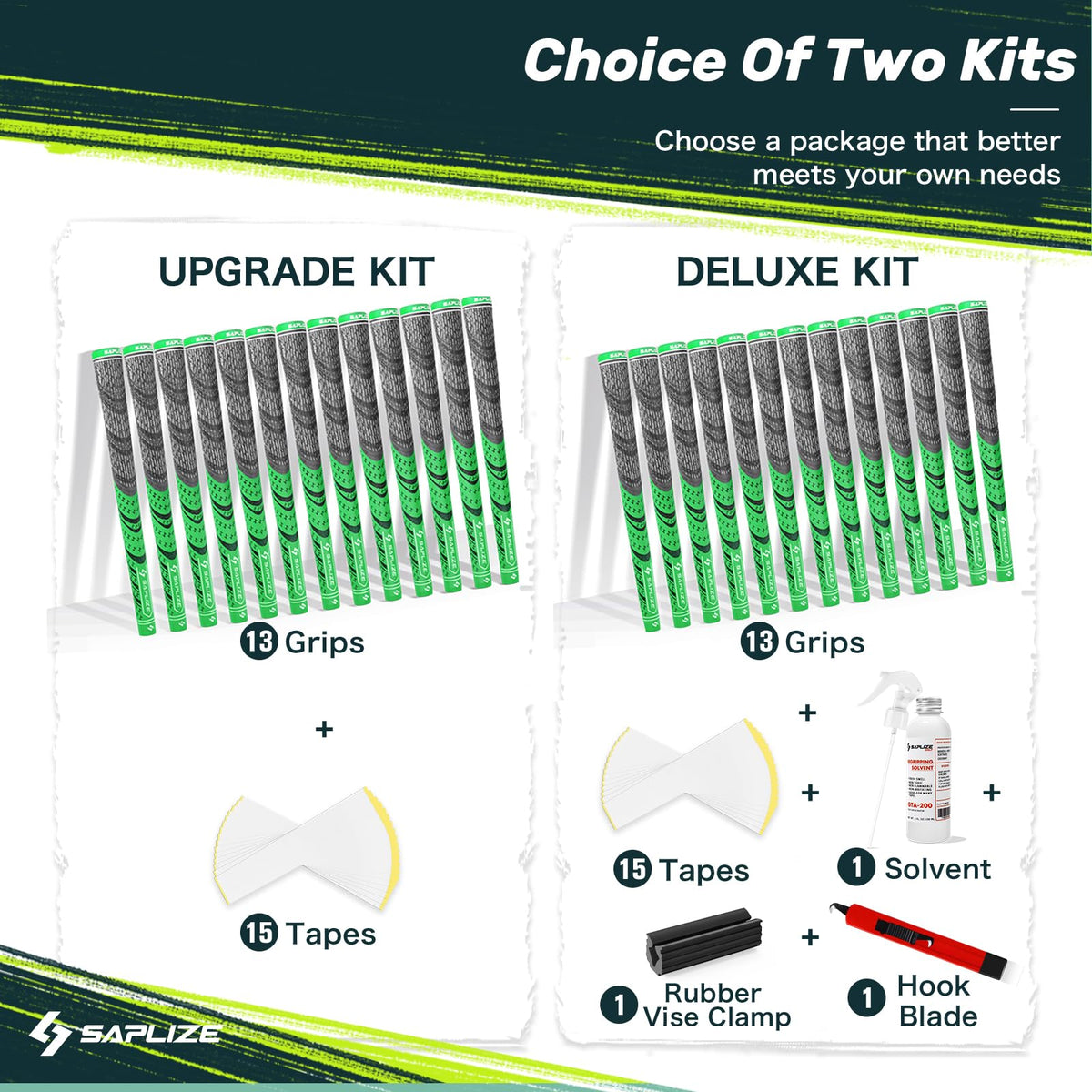 SAPLIZE Cross Cord Golf Grip Deluxe Kit, complete regripping solution included