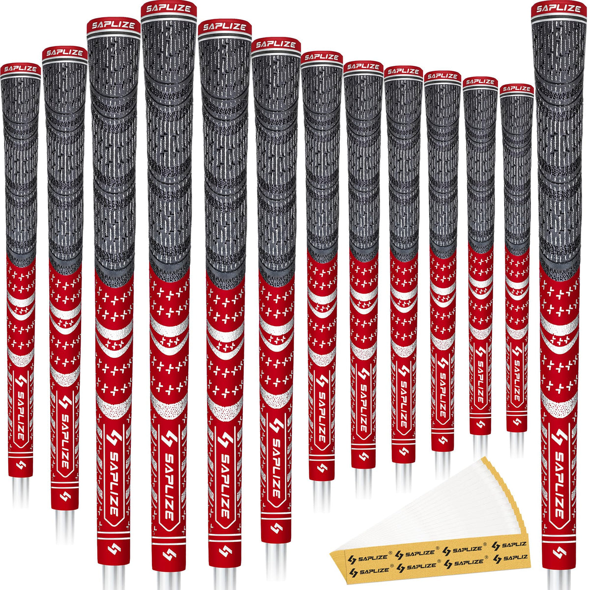 SAPLIZE cross-cord golf grips 13-pack emphasize anti-slip stability.