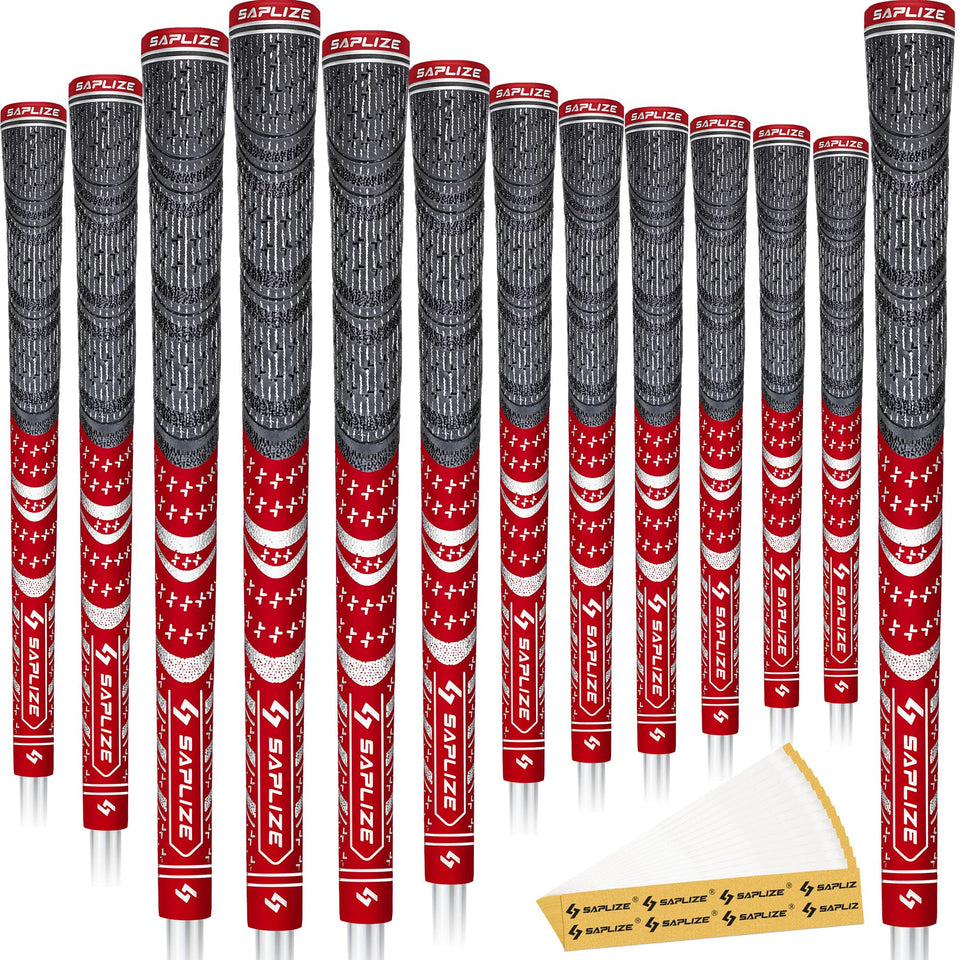 SAPLIZE cross-cord golf grips 13-pack emphasize anti-slip stability.