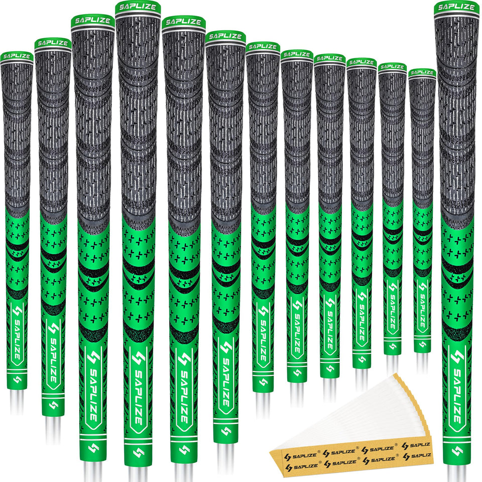 Saplize Cross Cord golf grips 13-set front view emphasizing anti-slip stability.