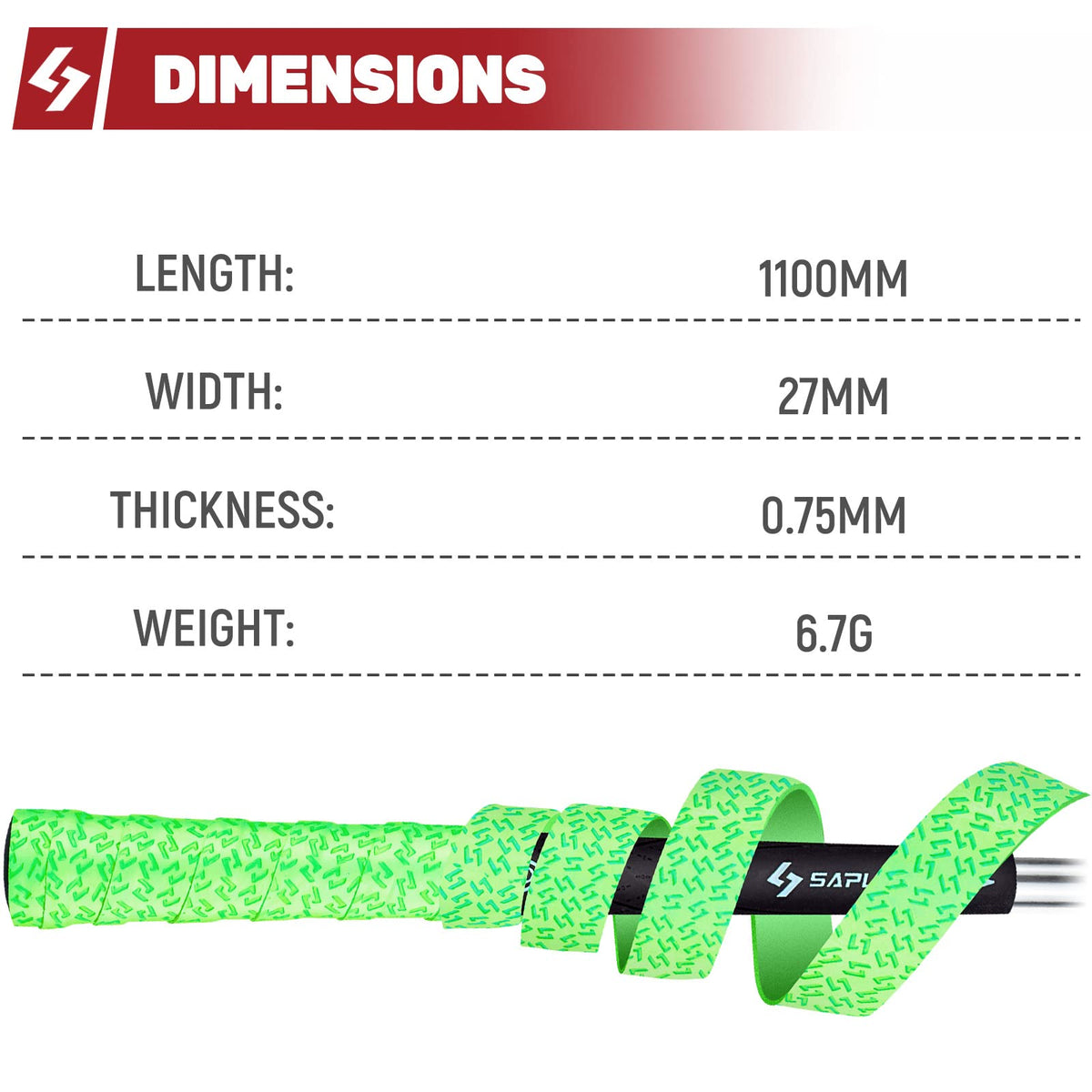 SAPLIZE anti slip tacky wrap for reliable grip in all weather.